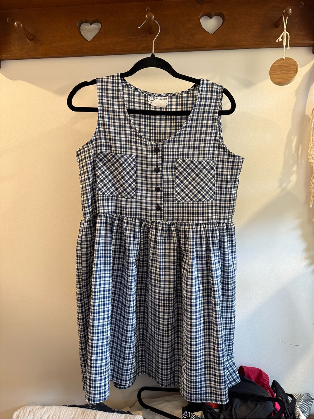 JM Collection Blue Gingham Button-Front Sleeveless Mini Dress